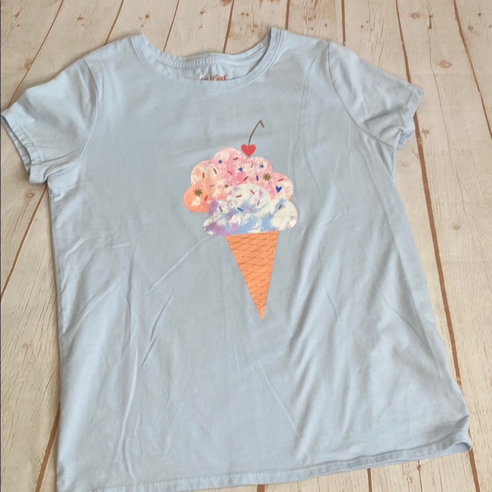 Cat & Jack Light Blue Pastel Ice Cream Cone with Cherry Tee Shirt